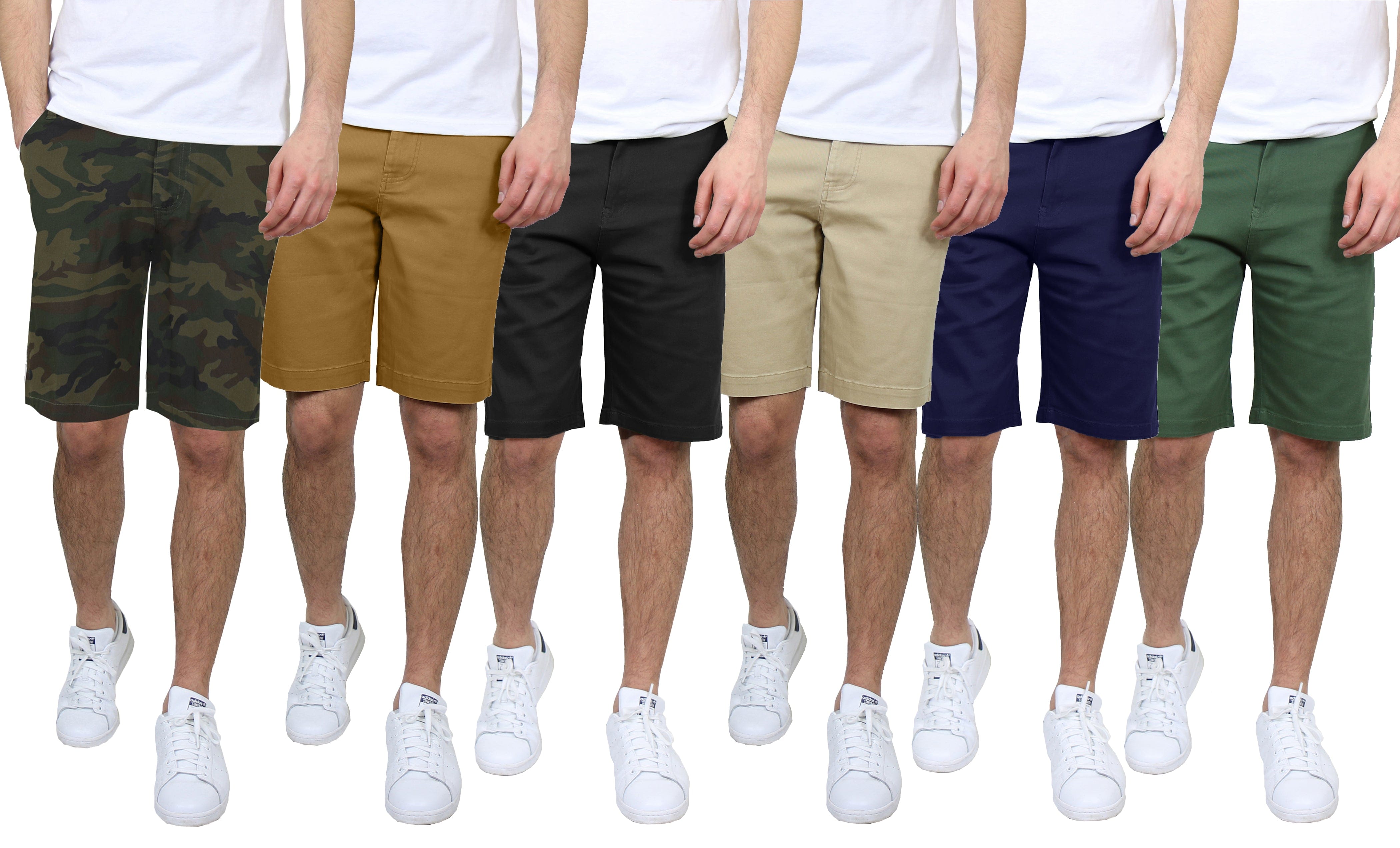 Men's Flat-Front Slim Fit Cotton Stretch Chino Shorts (Sizes, 30-42 ...
