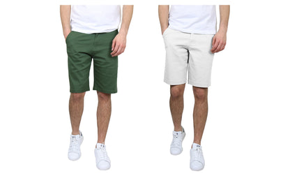 Men's 2-Pack Flat-Front Slim Fit Cotton Stretch Chino Shorts (Sizes, 30-42)