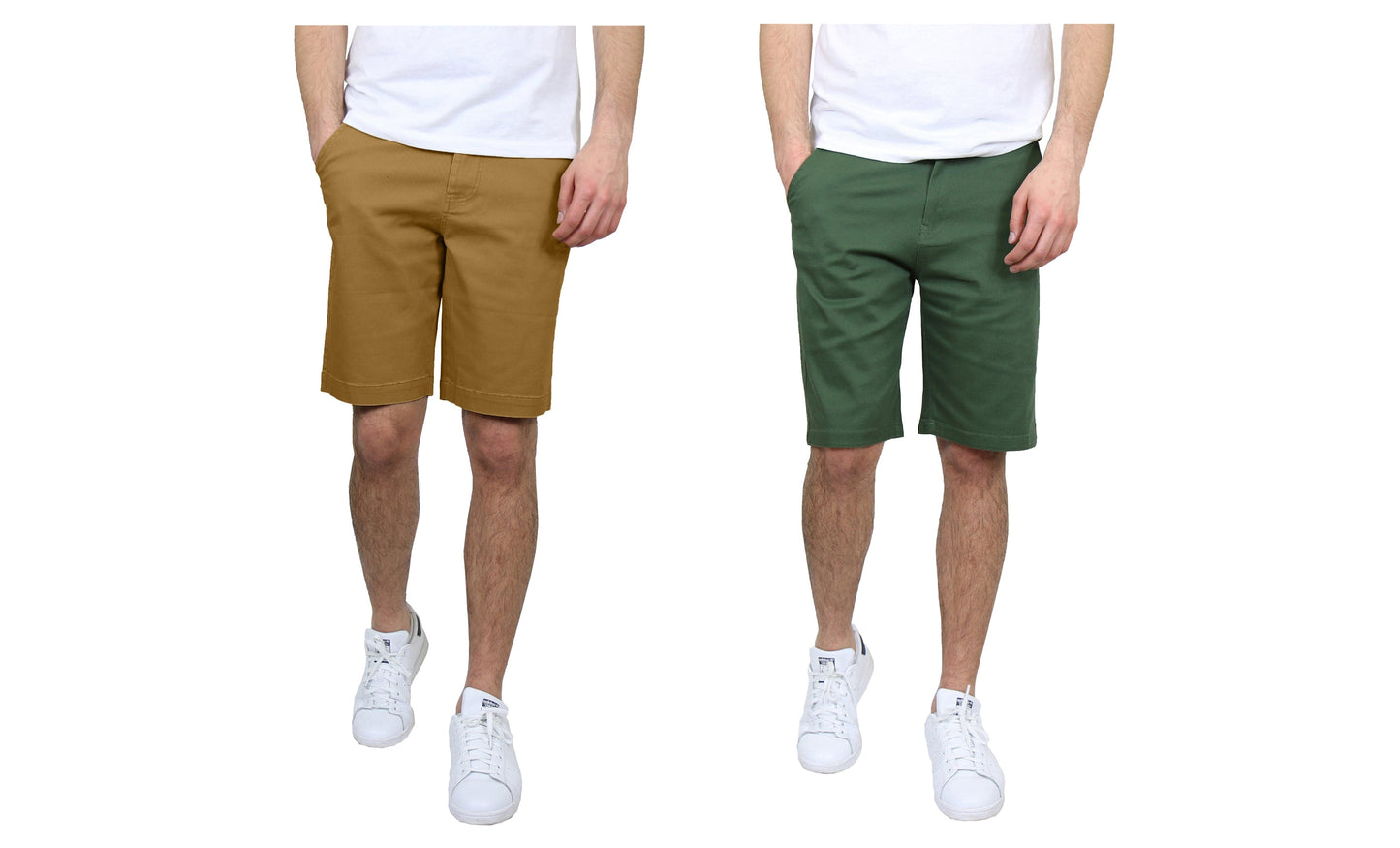Men's 2-Pack Flat-Front Slim Fit Cotton Stretch Chino Shorts (Sizes, 30-42)