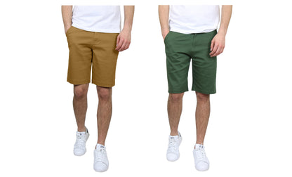 Men's 2-Pack Flat-Front Slim Fit Cotton Stretch Chino Shorts (Sizes, 30-42)