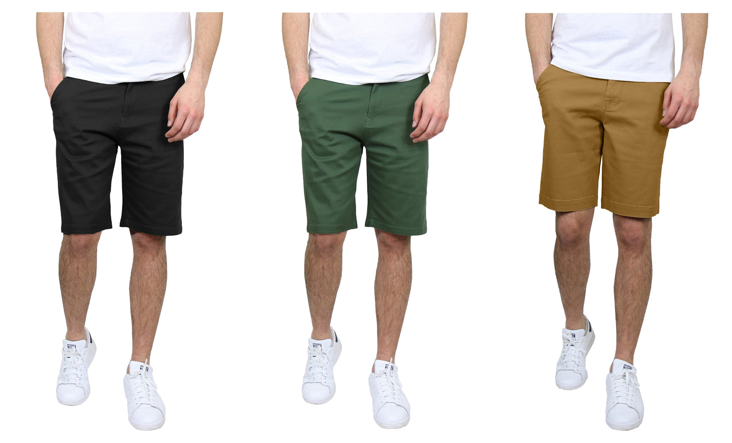Men's 3-Pack Flat-Front Slim Fit Cotton Stretch Chino Shorts (Sizes, 30-42)