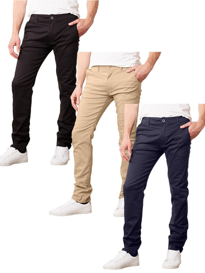 Men's Super Stretch Slim Fit Everyday Chino Pants (Sizes, 30-42) 3-PACK