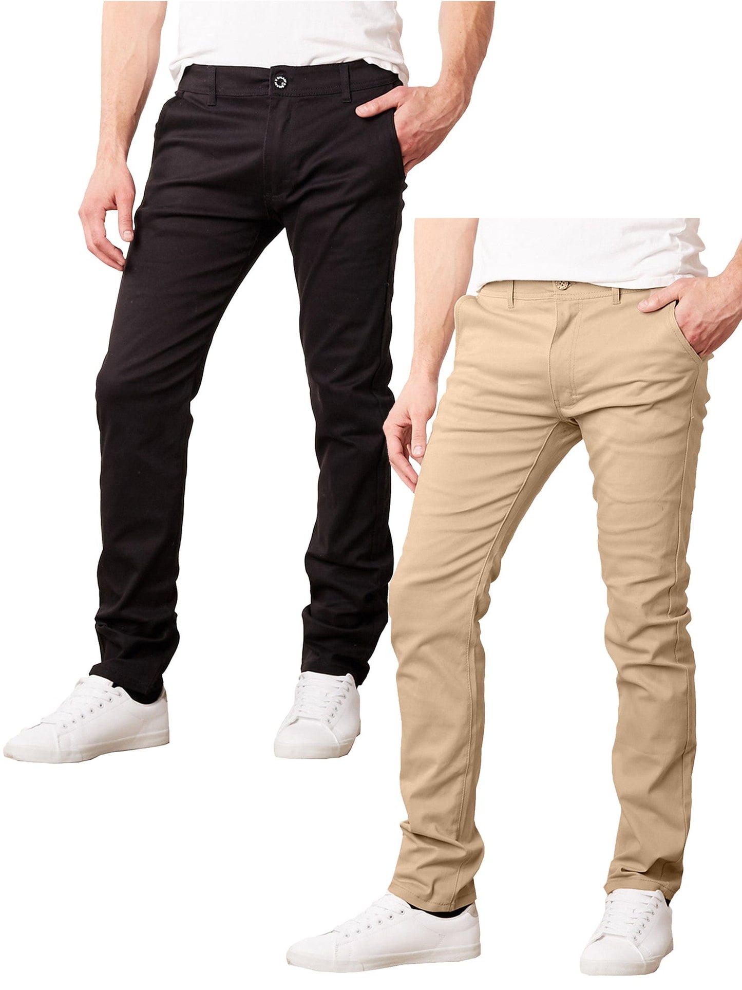 Men's Super Stretch Slim Fit Everyday Chino Pants (Sizes, 30-42) 2-PACK