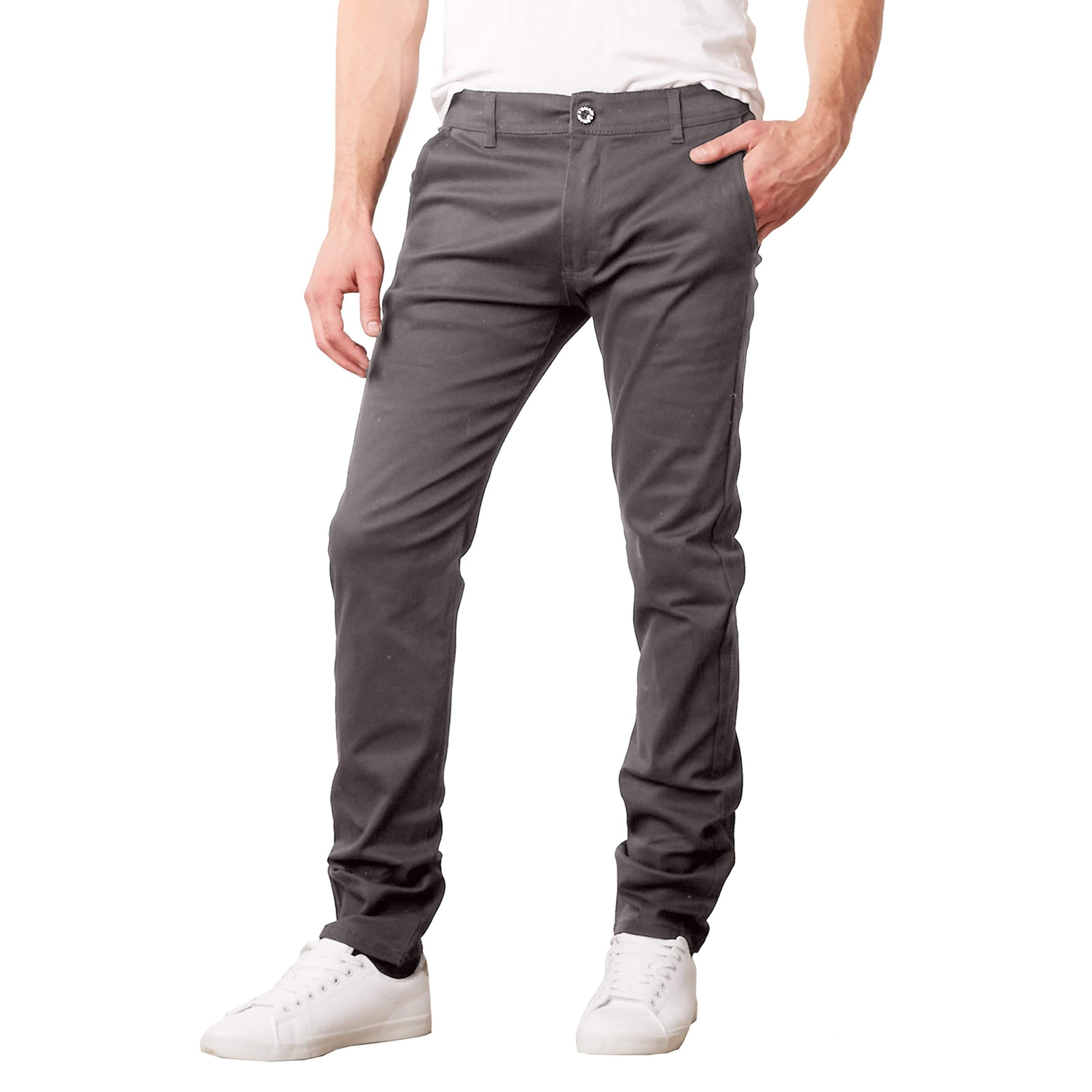 Slim fit chino stretch cotton trousers for men