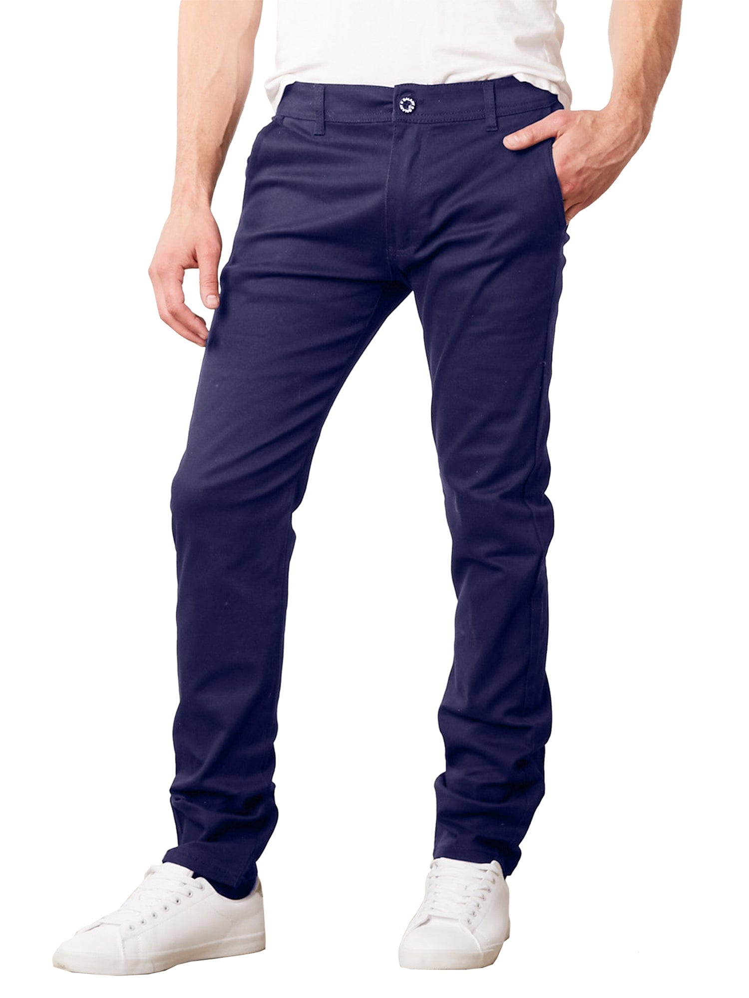 Men Stretch Dress Pants Slim Fit Skinny Chino Pants Soft Trousers Casual  Pocket | eBay