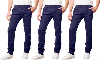 Men's Slim Fit Cotton Stretch Chino Pants (3-Pack)