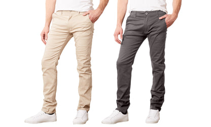 Men's Slim Fit Cotton Stretch Chino Pants 2 Pack - GalaxybyHarvic