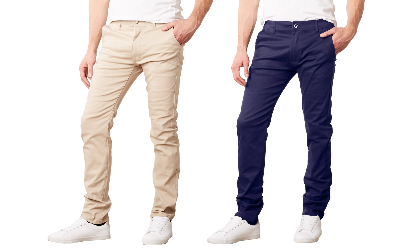 Men's Slim Fit Cotton Stretch Chino Pants 2 Pack - GalaxybyHarvic