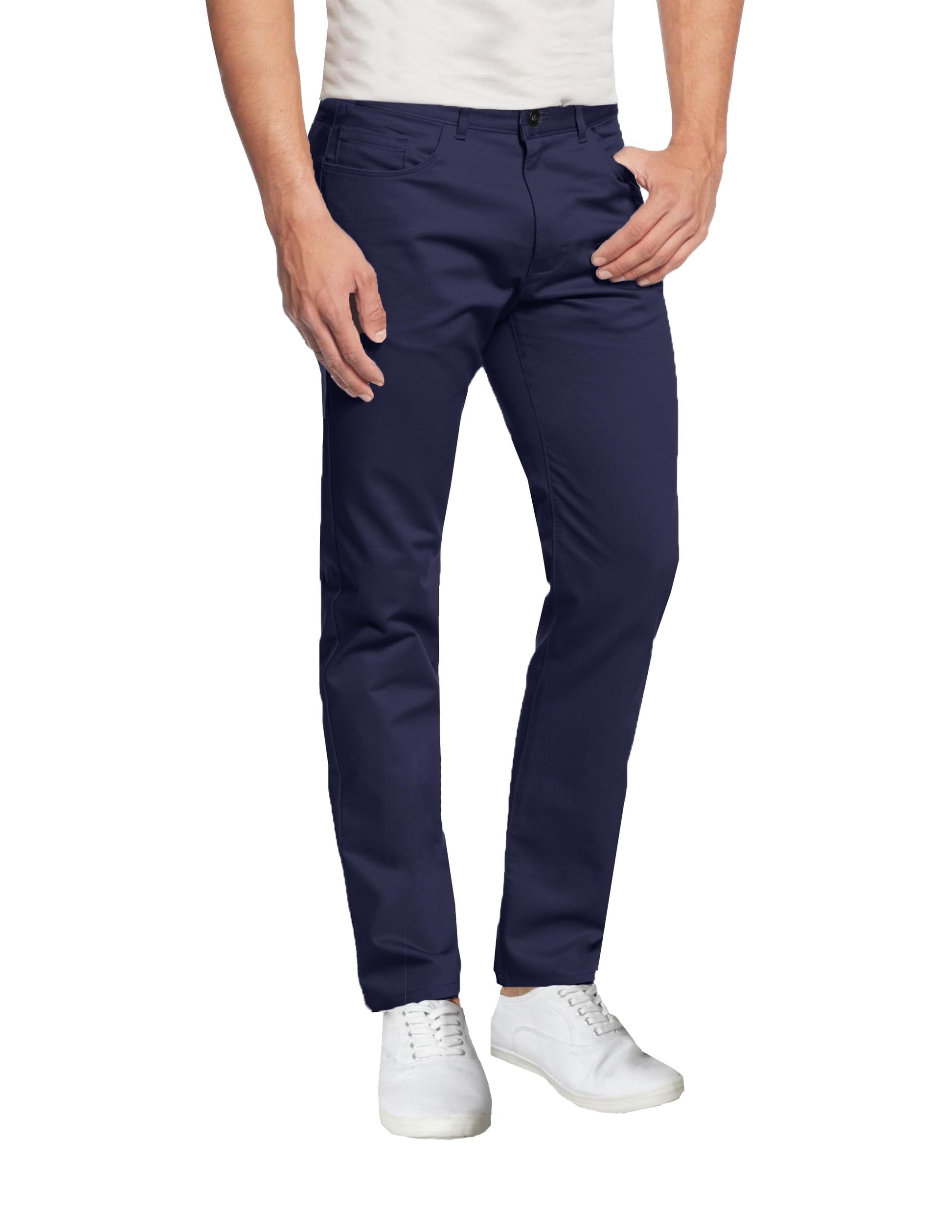 Men's Slim Fitting Cotton Stretch 5-Pocket Chino Pants (Sizes, 30-42) - GalaxybyHarvic