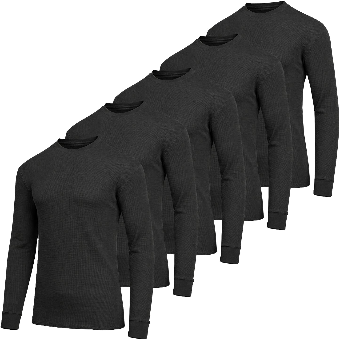 5-Pack Men's Thermal Shirts - Waffle Knit Henley & Crew Neck Styles, Long Sleeve, Soft & Warm Layers for Winter - GalaxybyHarvic