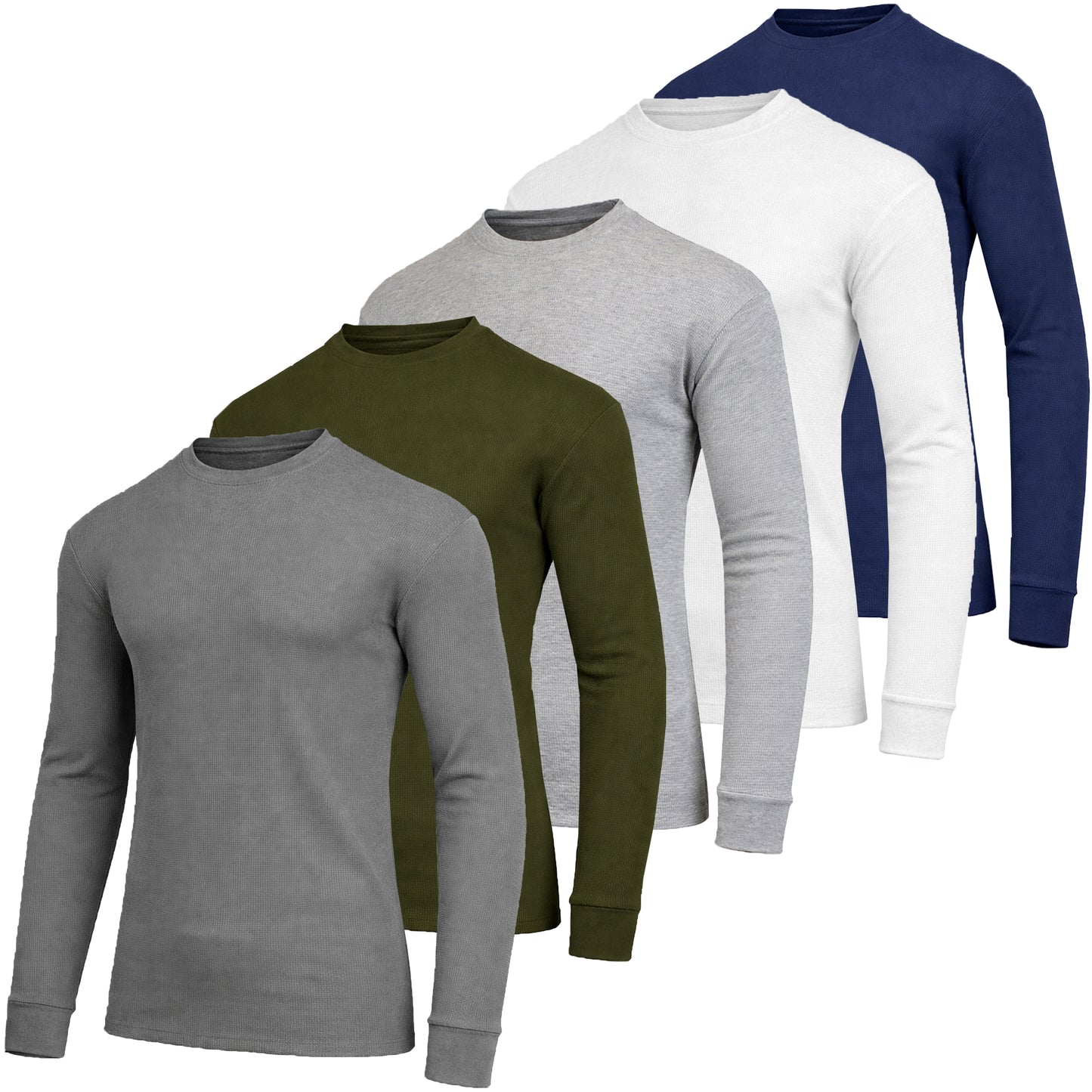 5-Pack Men's Thermal Shirts - Waffle Knit Henley & Crew Neck Styles, Long Sleeve, Soft & Warm Layers for Winter - GalaxybyHarvic