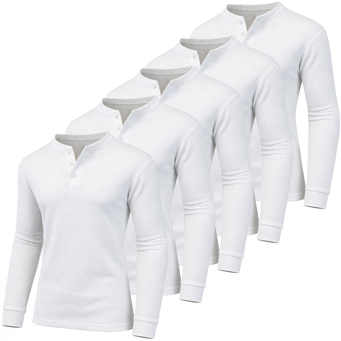 5-Pack Men's Thermal Shirts - Waffle Knit Henley & Crew Neck Styles, Long Sleeve, Soft & Warm Layers for Winter - GalaxybyHarvic