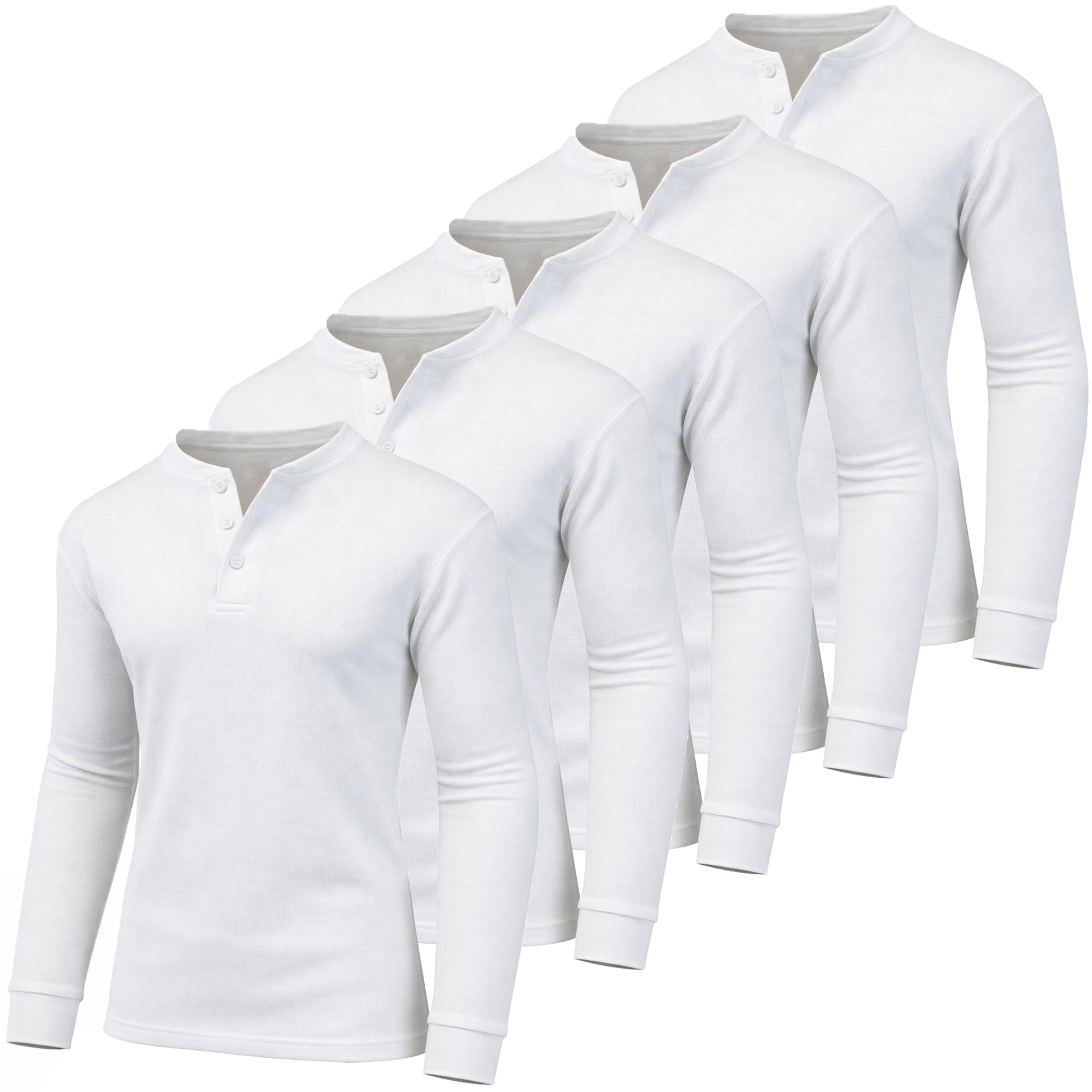 5-Pack Men's Thermal Shirts - Waffle Knit Henley & Crew Neck Styles, Long Sleeve, Soft & Warm Layers for Winter - GalaxybyHarvic