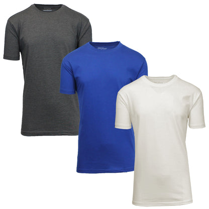Camiseta clásica de mezcla de algodón de manga corta con cuello redondo para hombre (S-3XL), paquete de 3