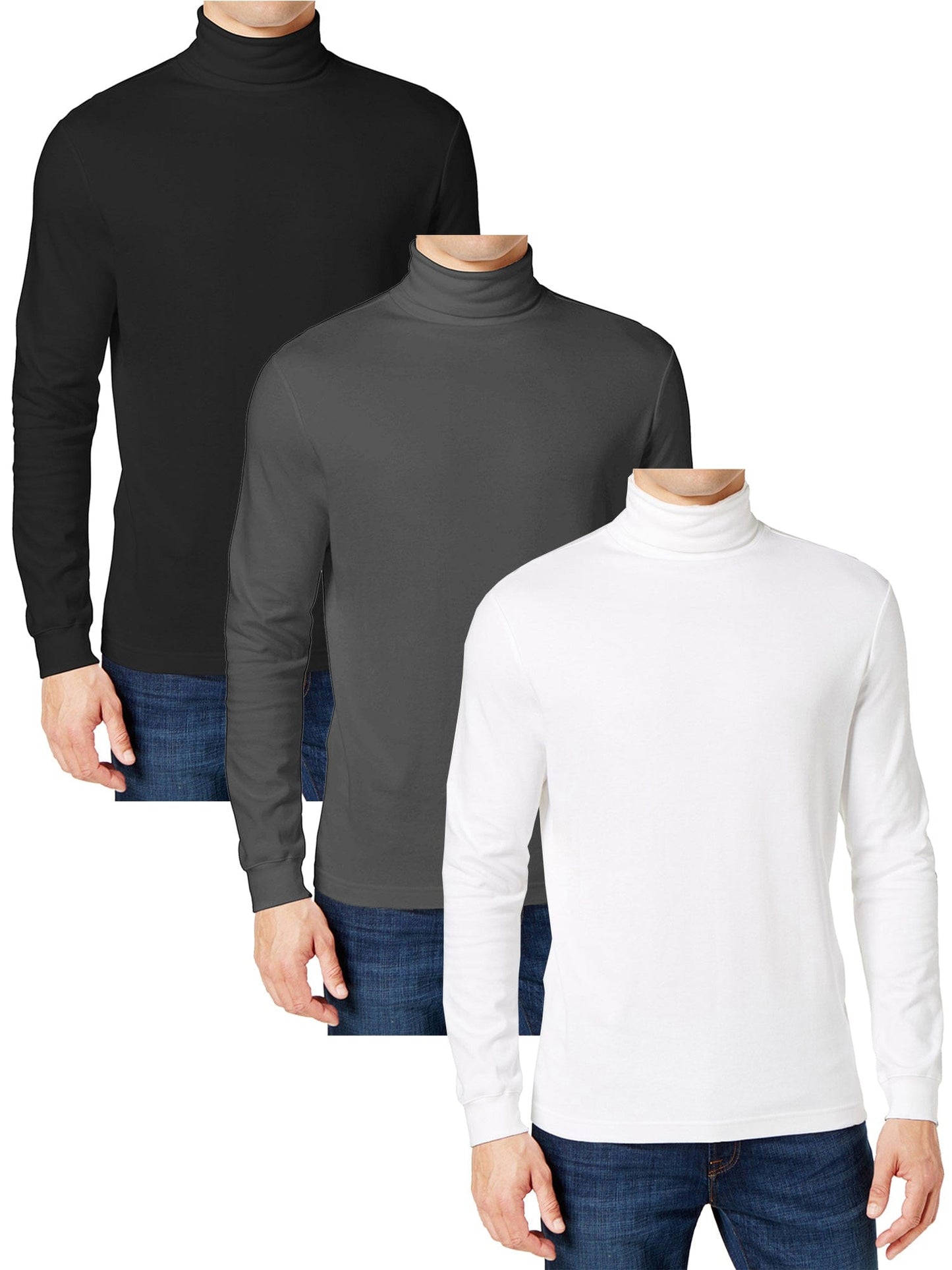 3-Pack Men's Long Sleeve Turtle Neck T-Shirt (Sizes, S to 2XL) - GalaxybyHarvic