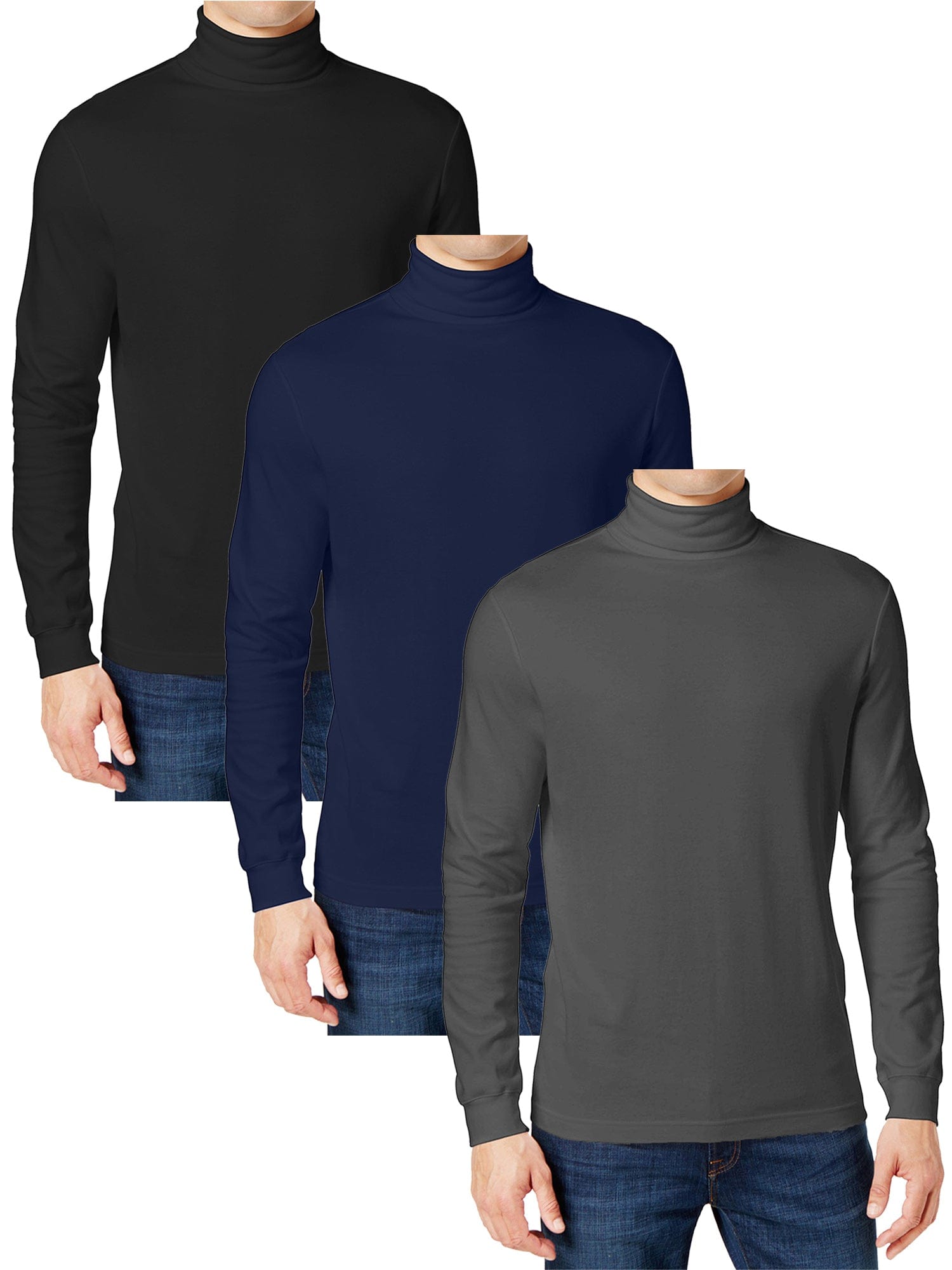 3-Pack Men's Long Sleeve Turtle Neck T-Shirt (Sizes, S to 2XL) - GalaxybyHarvic