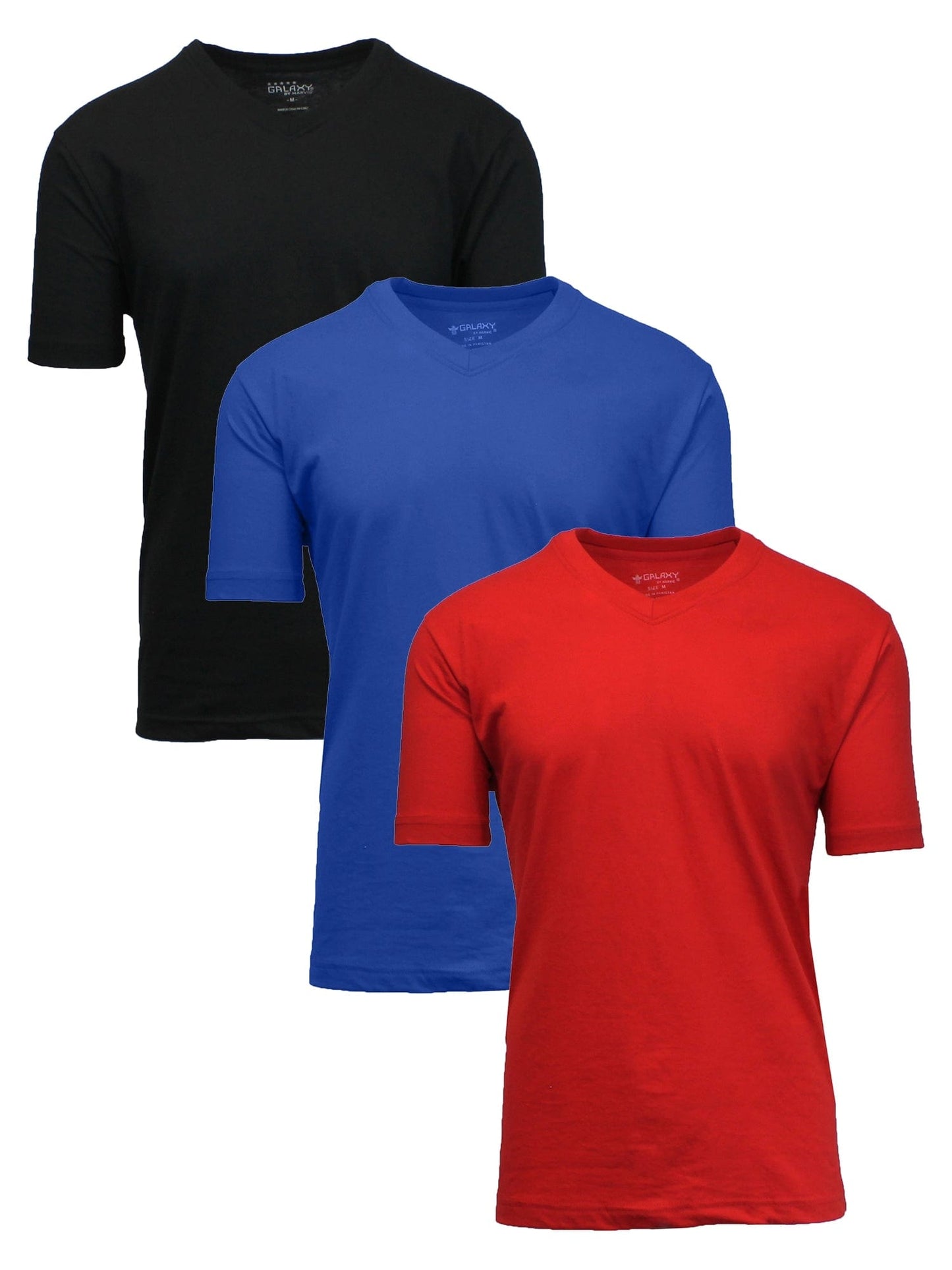 Men's (3-Pack) Short Sleeve V-Neck Modern Fit Classic Tees (S-3XL) - GalaxybyHarvic