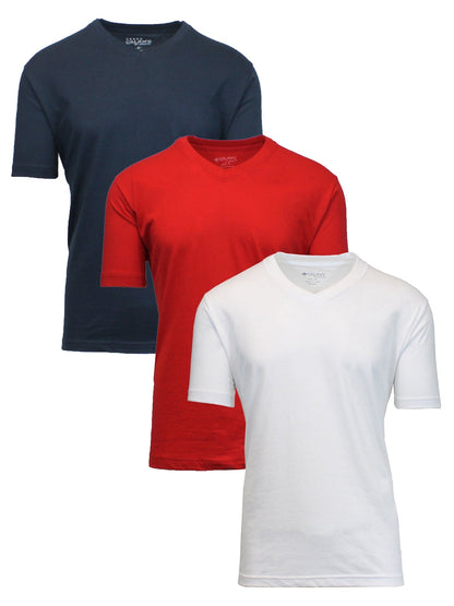 Men's (3-Pack) Short Sleeve V-Neck Modern Fit Classic Tees (S-3XL) - GalaxybyHarvic