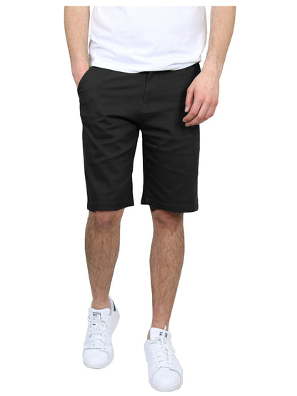 Pantalones cortos chinos elásticos con frente plano y 5 bolsillos para hombre (talla 30-42)
