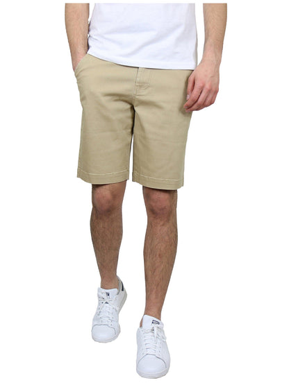 Pantalones cortos chinos elásticos con frente plano y 5 bolsillos para hombre (talla 30-42)