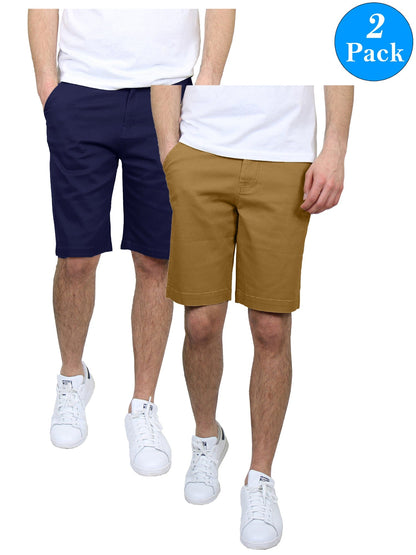 Men's 5-Pockets Flex Stretch Cotton Chino Shorts (2-Pack)