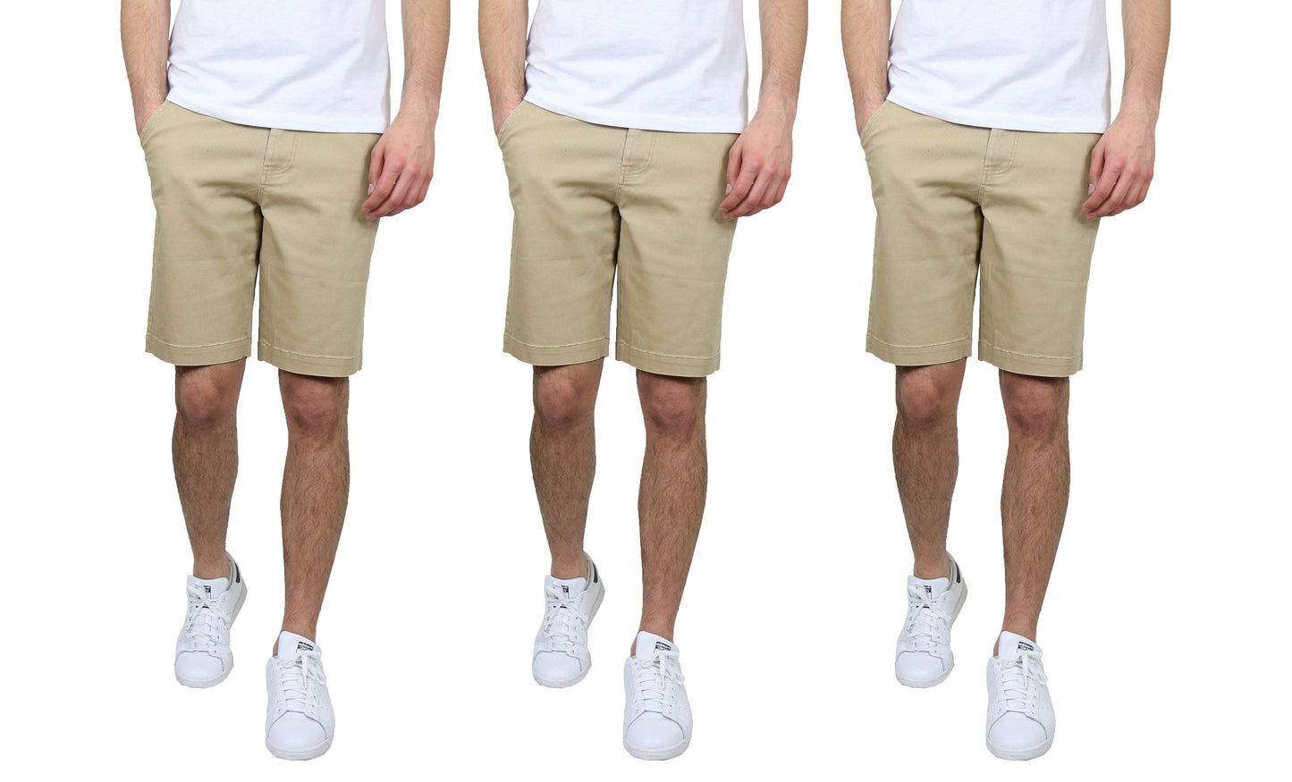 Shorts chinos de algodón elástico flexible con 5 bolsillos para hombre (paquete de 3)