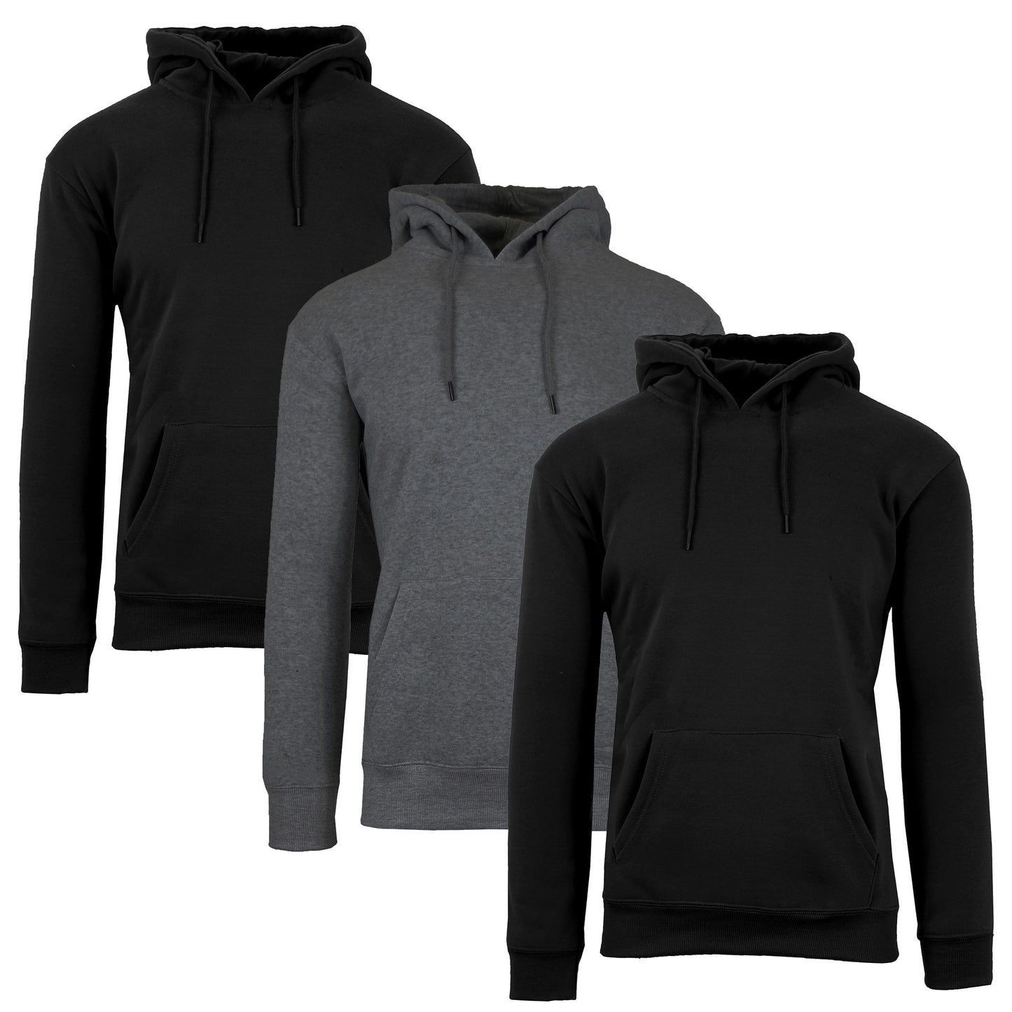 3-Pack Mens Heavyweight Fleece Lined Pullover Hoodie 3 Pack (S-2XL)