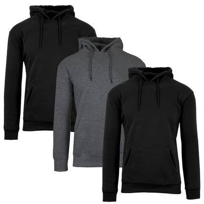 3-Pack Mens Heavyweight Fleece Lined Pullover Hoodie 3 Pack (S-2XL)