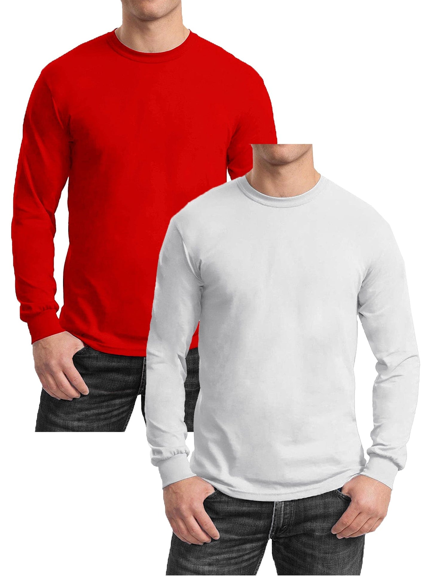 GBH Camiseta de manga larga de mezcla de algodón egipcio para hombre, paquete de 2 (S-2XL)