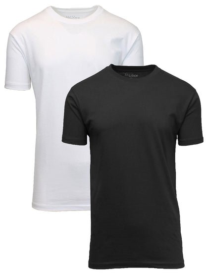Camiseta clásica de mezcla de algodón de manga corta con cuello redondo para hombre (S-3XL), paquete de 2 