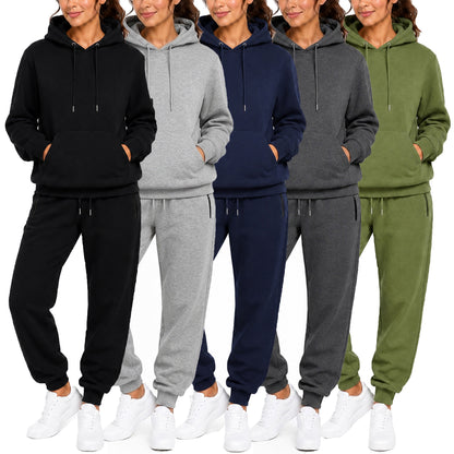 Women’s Soft Fleece Cotton Blend Loose Fit Pullover Hoodie & Sweatpants Jogging Set