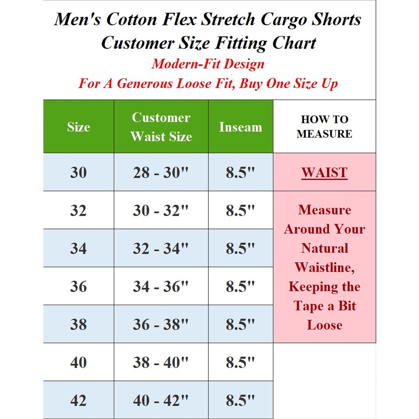 Men’s Super Stretch Cargo Shorts with Button Closure and Zipper Pockets (Sizes: 30-42)