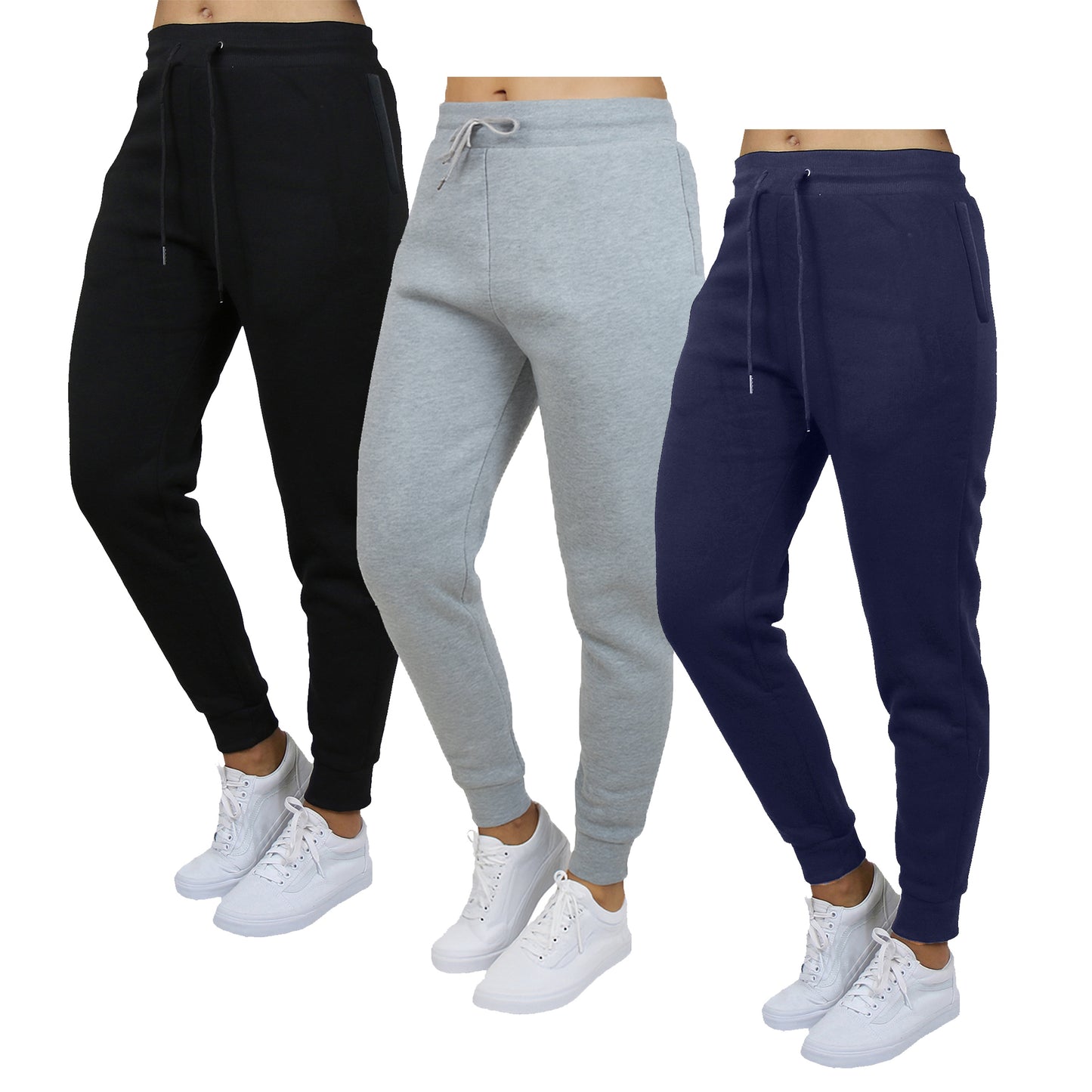 3-Pack Women's Loose Fit Fleece Jogger Sweatpants (S-5XL)