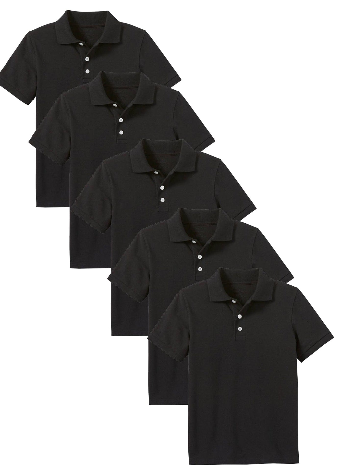 Paquete de 5 camisetas polo sin etiquetas de uniforme escolar para niños pequeños y grandes