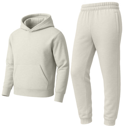 Men’s Heavyweight Soft Fleece Cotton Blend Pullover Hoodie & Sweatpants Jogging Set (S-2XL)