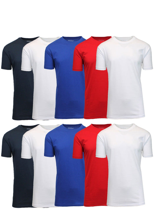 Camiseta clásica de mezcla de algodón de manga corta con cuello redondo para hombre (S-3XL), paquete de 10