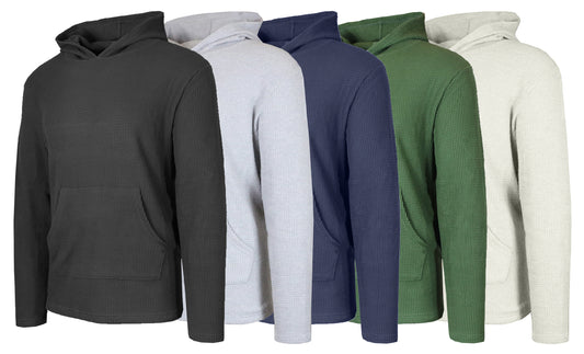 Men's Waffle Knit Thermal Pullover Hoodie (S-3XL)