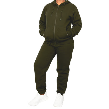 Women's 2-Piece Fleece-Lined Full Zip Oversize Loose Fit Hoodie & Jogger Track Set