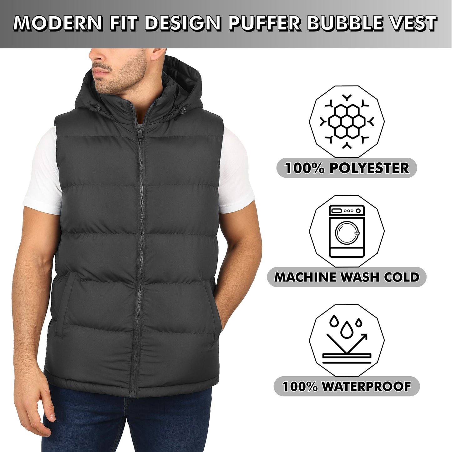 Men’s Heavyweight Hooded Puffer Bubble Vest