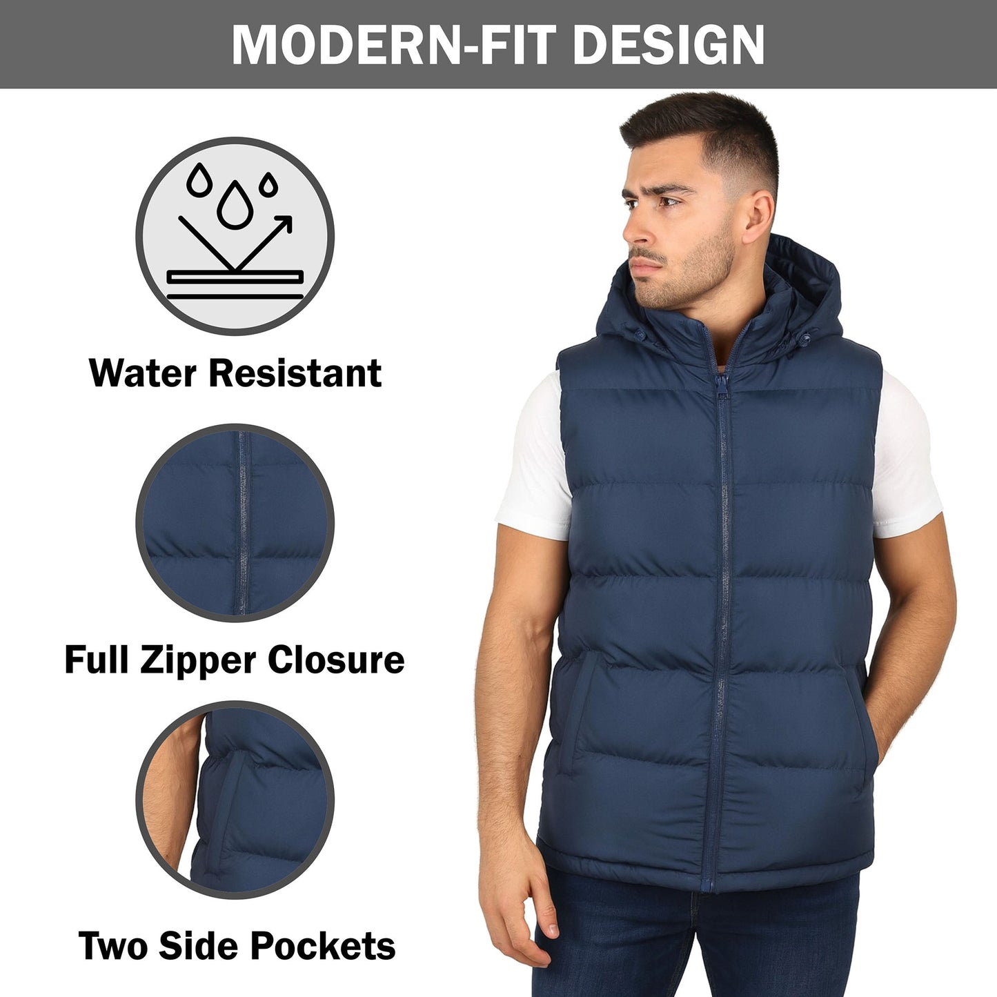 Men’s Heavyweight Hooded Puffer Bubble Vest