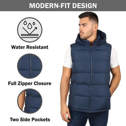 Men’s Heavyweight Hooded Puffer Bubble Vest