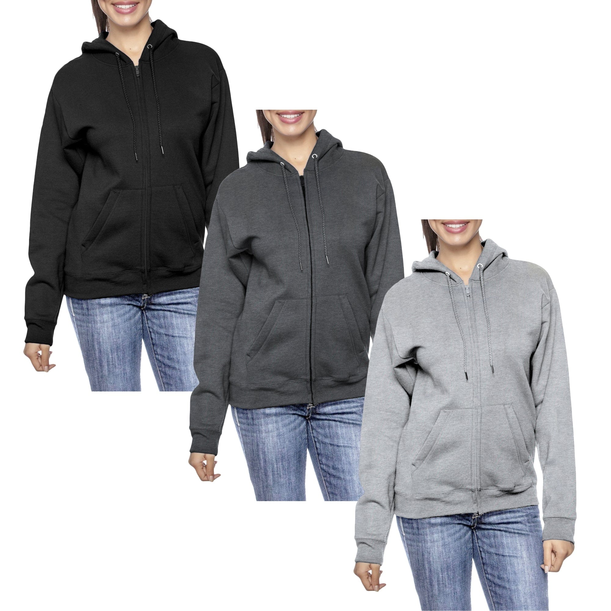 売れ筋商品|||ギャラクシーバイハルビック カットソー トップス レディース Women's Fleece Lined Zip Hoodie, Pack of 2 Black Charcoal 3-Pack] Women's Oversized Loose-Fit Fleece-Lined Full-Zip