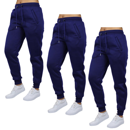 [Paquete de 3] Pantalones deportivos tipo jogging de forro polar holgados para mujer