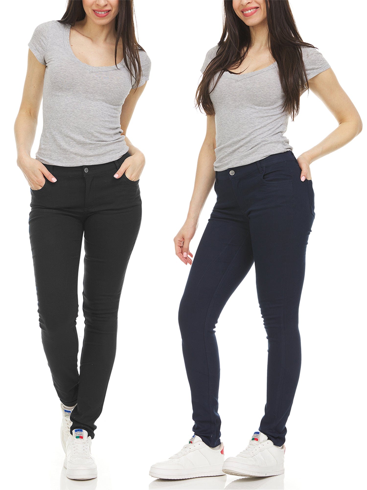 Girl's (2-PACK) Super Stretchy Skinny 5-Pocket Uniform Soft Chino Pants - GalaxybyHarvic