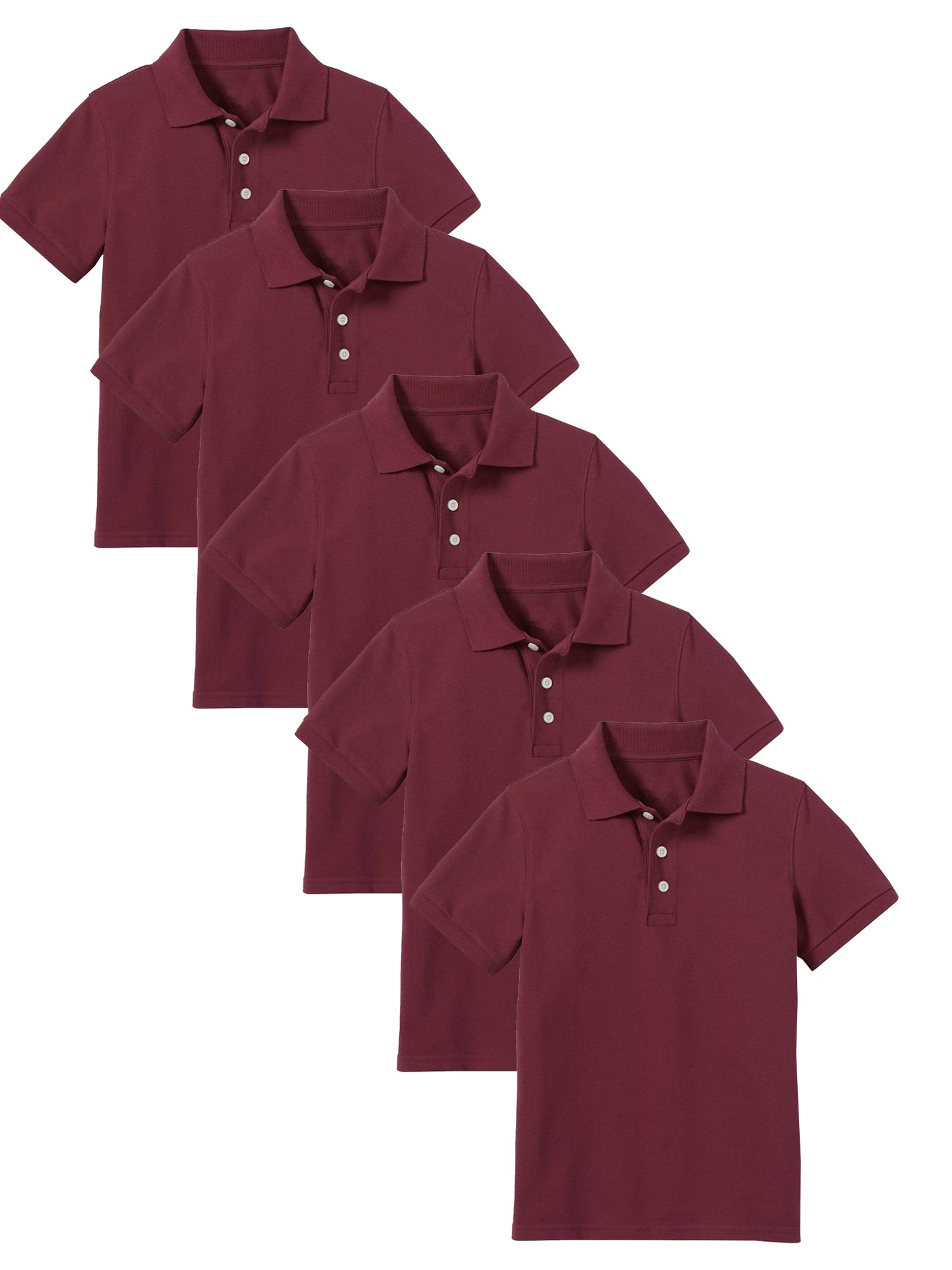Young Boy's (5-PACK) Short Sleeve Polo Shirt (Sizes 4-7) - GalaxybyHarvic