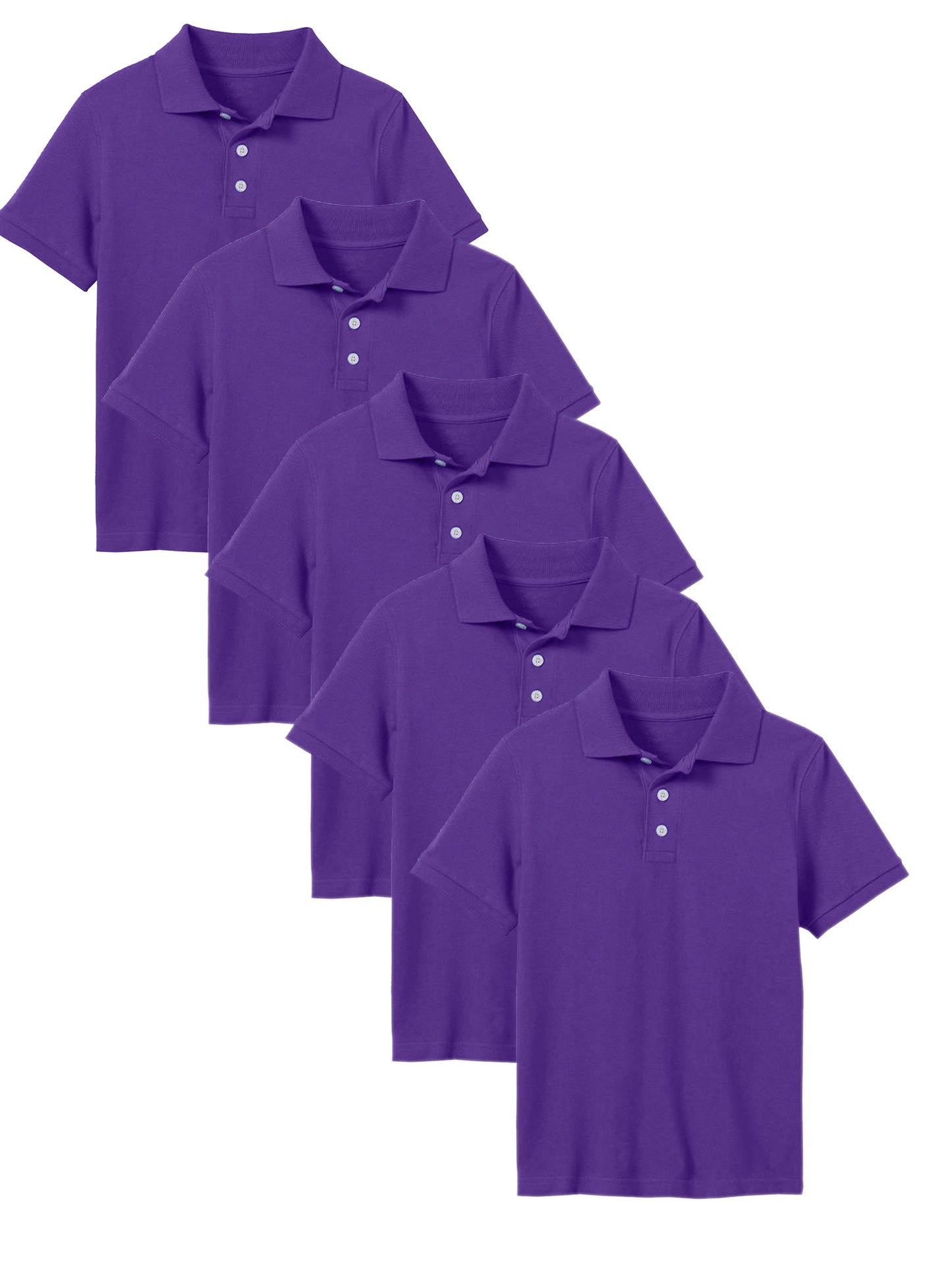Young Boy's (5-PACK) Short Sleeve Polo Shirt (Sizes 4-7) - GalaxybyHarvic