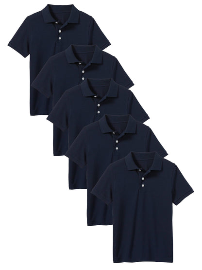 Young Boy's (5-PACK) Short Sleeve Polo Shirt (Sizes 4-7) - GalaxybyHarvic