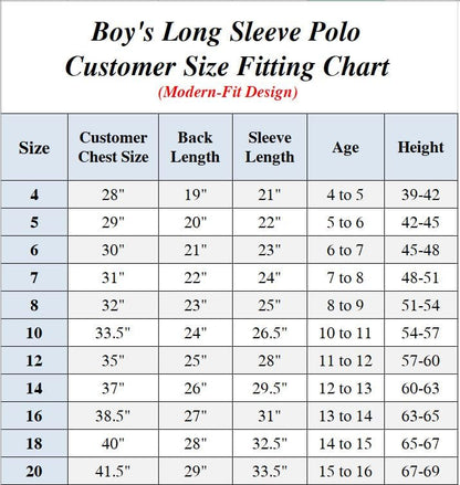 Boy's Long Sleeve Pique Polo Shirt - (Sizes 8-20) - GalaxybyHarvic