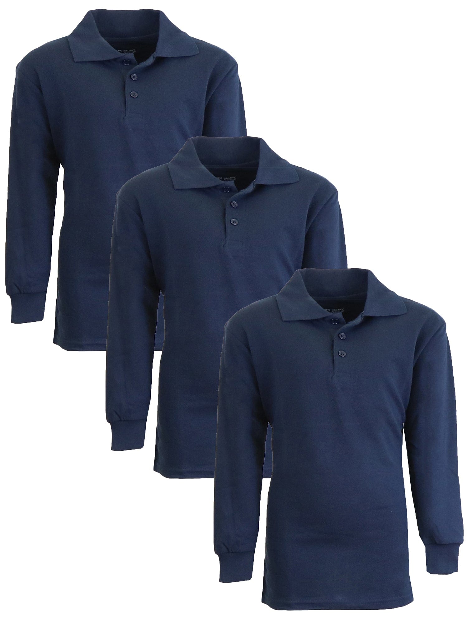 Boy's (3-PACK) Long Sleeve Pique Polo Shirt - (Sizes 4-20) - GalaxybyHarvic