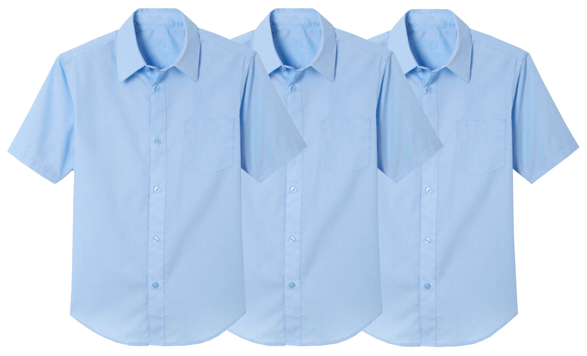 3-Pack Boys Short Sleeve Casual Dress School Uniform Shirts (Big Boys, Little Boys) Blue & Blue & Blue / 12
